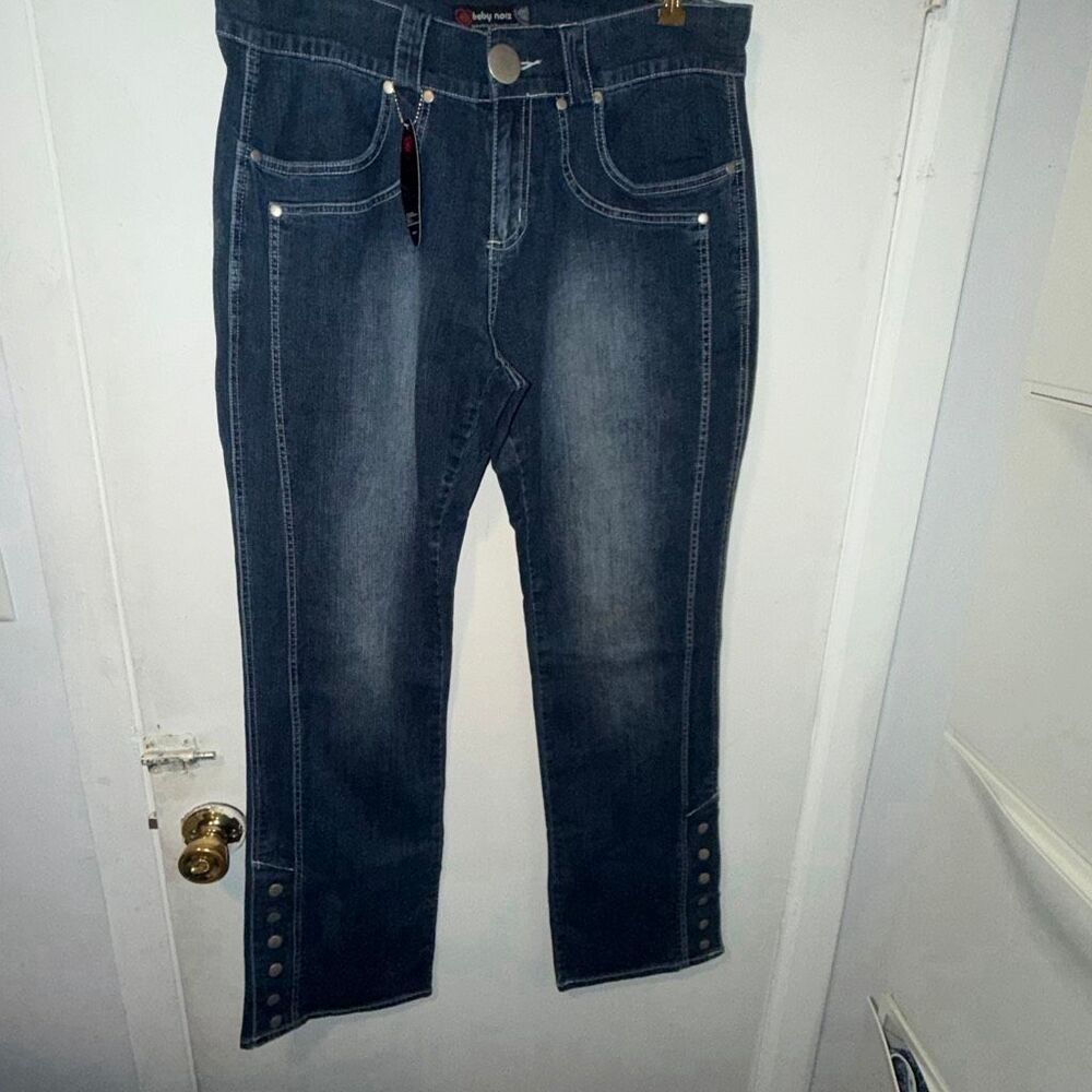 BABY NOIZ Y2K Stretch Denim Dark Sandblast BootCut Jeans-17 NWT